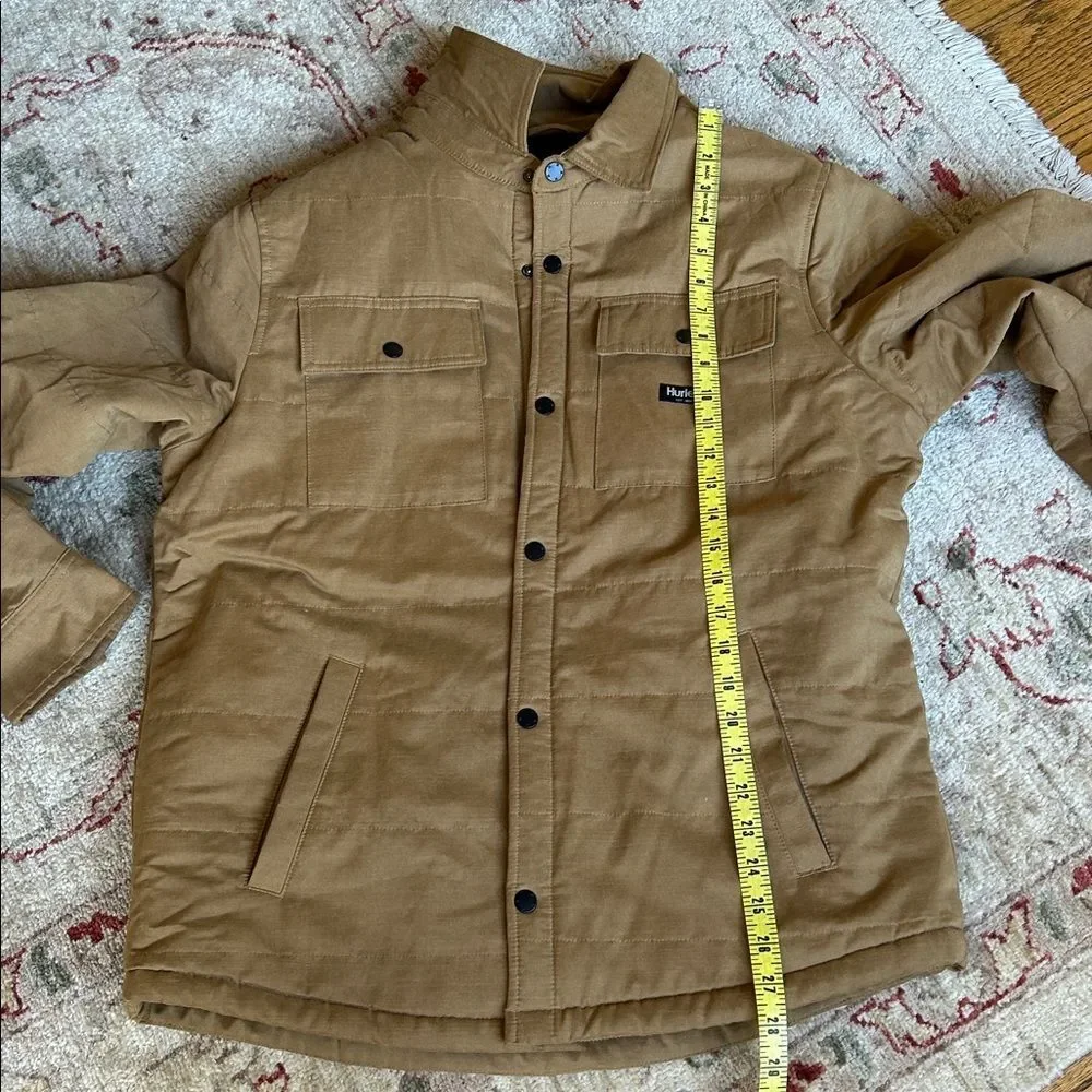 Hurly Fleeced Lined Snap Button Men’s Brown Tan Work Jacket